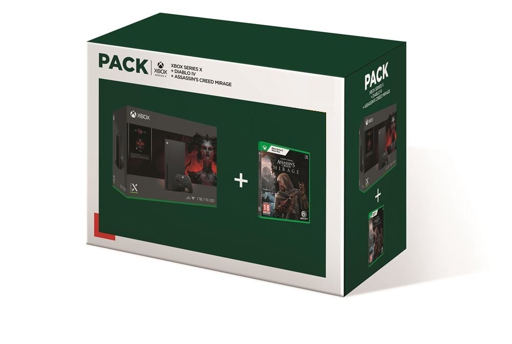 Pack Xbox Series X 1 To, Noir avec Diablo IV et Assassin's Creed Mirage - Bon état Bon état - Microsoft reconditionné disponible sur Pixmania
