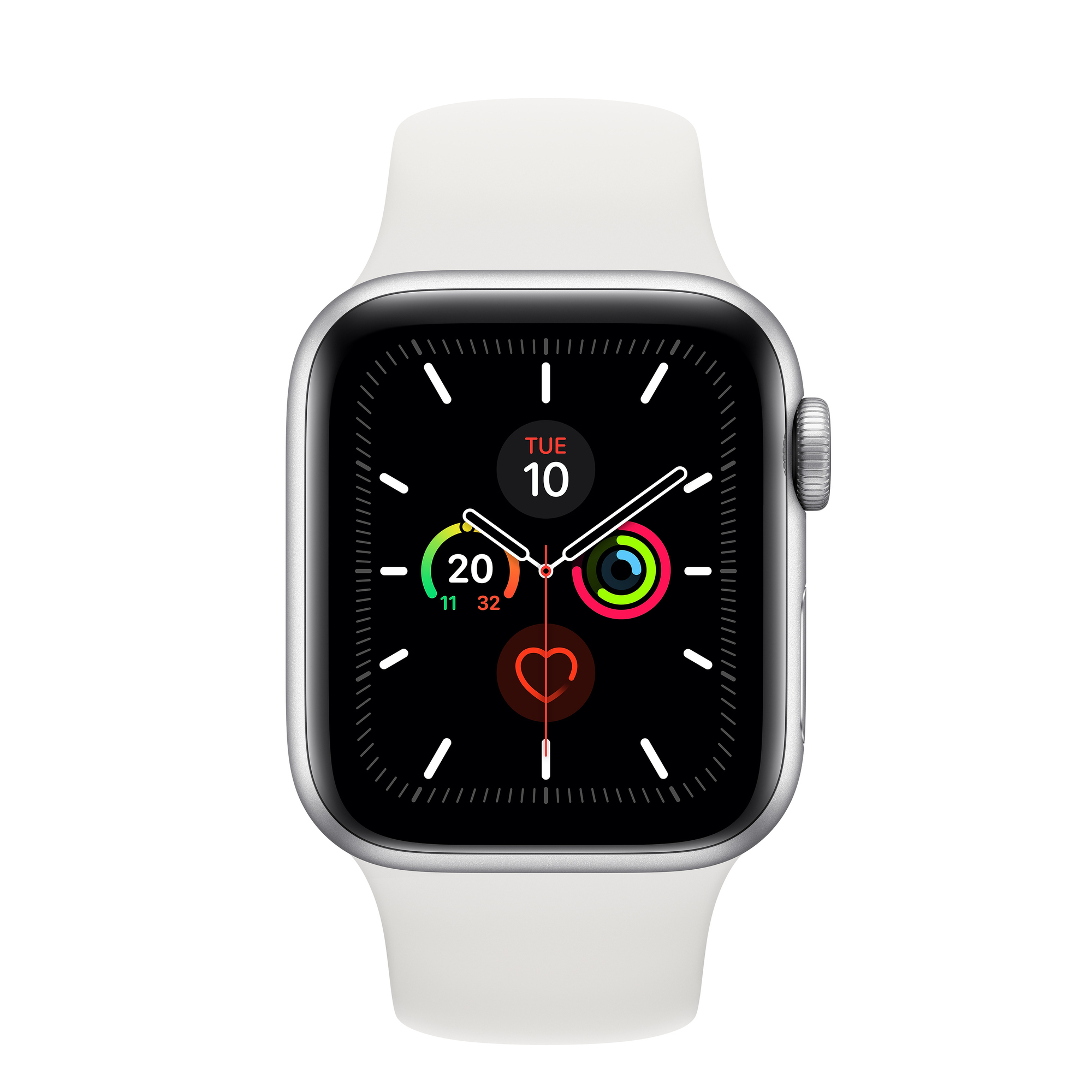 Apple Watch Series 5 GPS, Boitier argent en Aluminium de 40 mm avec bracelet sport, Blanc - Excellent état