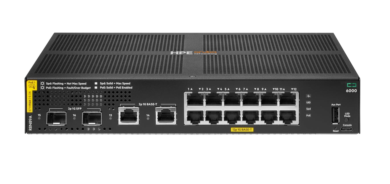 HPE Aruba Networking CX 6000 12G Class4 PoE 2G/2SFP 139W Switch - Excellent état Comme neuf - Hewlett Packard Enterprise reconditionné disponible sur Pixmania