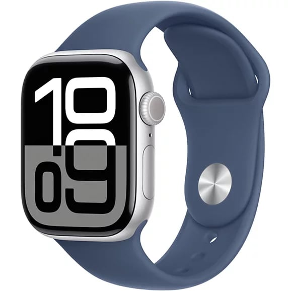 Apple Watch Series 10 (2024) GPS + Cellular, Boitier Argent de 46mm avec bracelet Caoutchouc S/M, Bleu - Très bon état Très bon état - Apple reconditionné disponible sur Pixmania