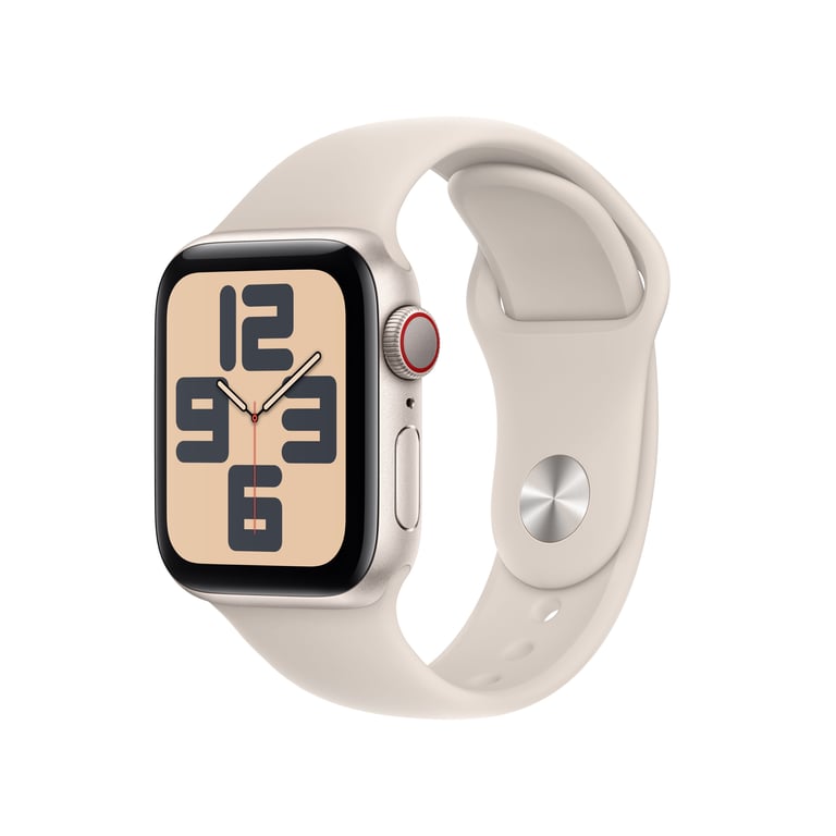 Watch SE 2 (GPS + 4G), boitier en aluminium Lumière stellaire de 40 mm avec boucle en caoutchouc Sport S/M, Lumière stellaire - Excellent état