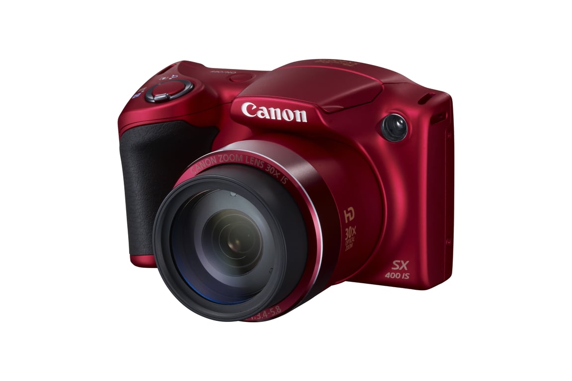 Canon PowerShot SX400 IS 1/2.3  Appareil photo Bridge 16 MP CCD (dispositif à transfert de charge) 4608 x 3456 pixels Noir, Rouge - Bon état Bon état - Canon reconditionné disponible sur Pixmania
