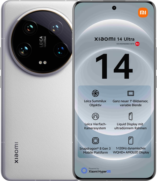 Xiaomi 14 Ultra (5G) 512 Go, Blanc, Débloqué - Bon état Bon état - Xiaomi reconditionné disponible sur Pixmania