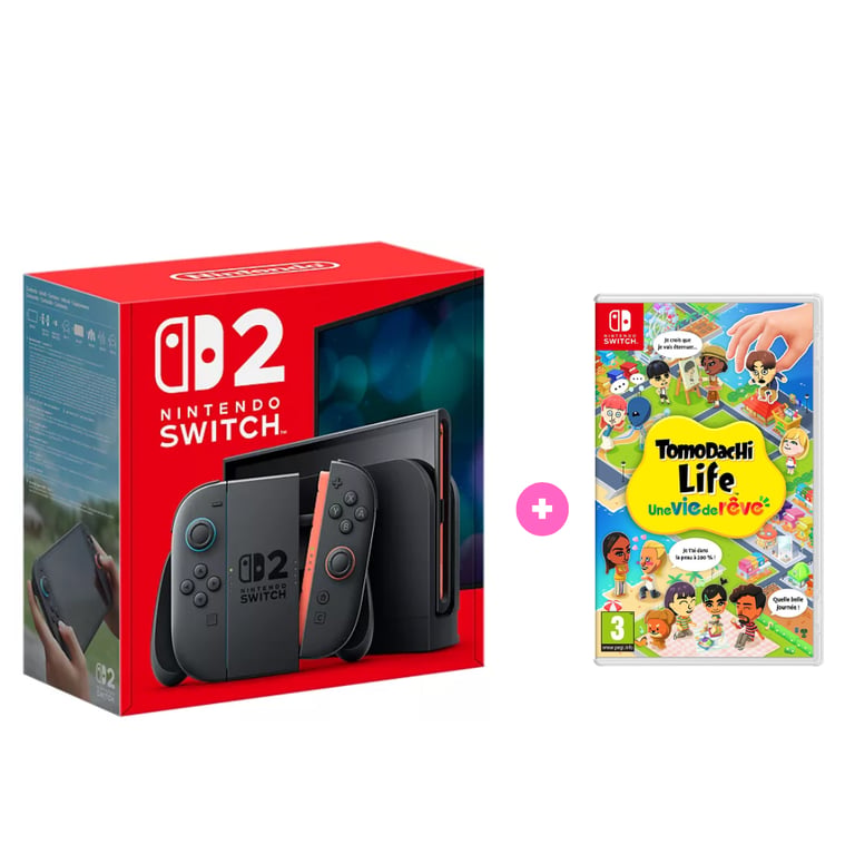 Pack Switch 2 & Tomodachi Life - Console de jeu portable (7,9 ) 256Go, Noir - Très bon état
