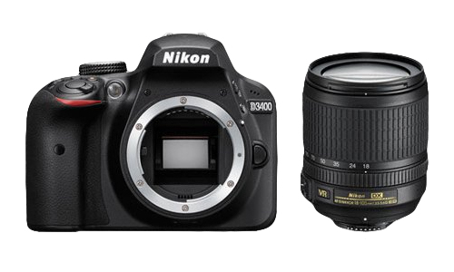 Nikon D3400 + AF-S 18-105 mm 1:3.5-5.6G ED VR Kit d'appareil-photo SLR 24,2 MP CMOS 6000 x 4000 pixels Noir - Très bon état Très bon état - Nikon reconditionné disponible sur Pixmania
