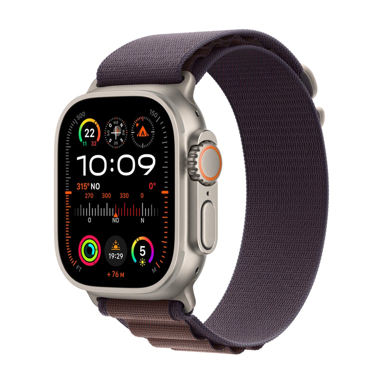 Watch Ultra 2 GPS + Cellulaire, boitier en titane de 49 mm avec boucle alpine, Indigo, M - Excellent état