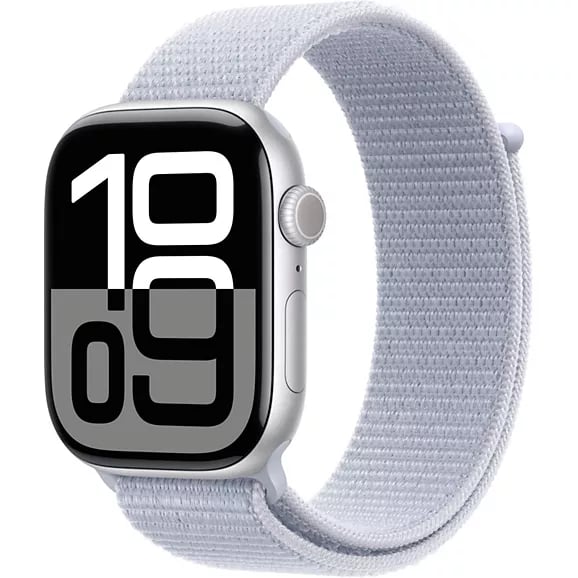 Apple Watch Series 10 (2024) GPS, Boitier Argent de 46mm avec bracelet Textile , Argent - Bon état Bon état - Apple reconditionné disponible sur Pixmania