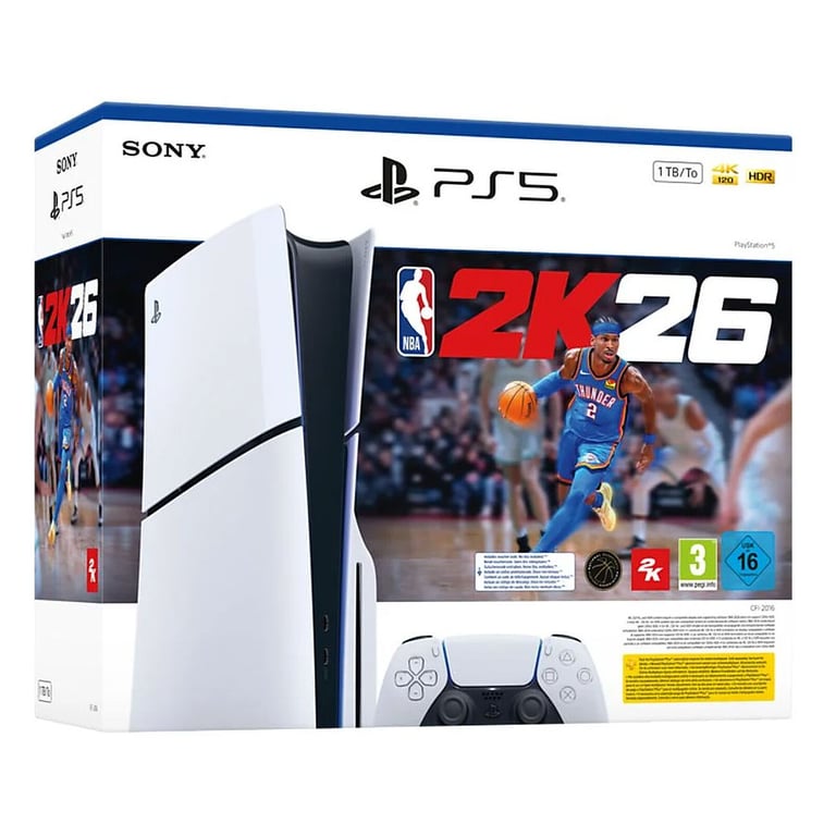 Sony PlayStation 5 Slim - NBA 2K26 Bundle 1 To Wifi Noir, Blanc - Bon état