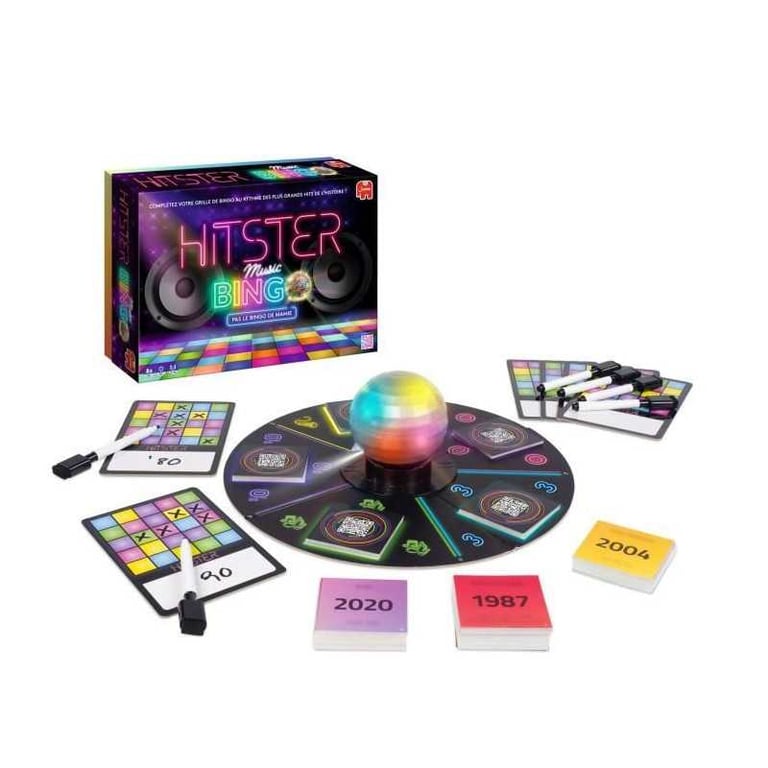 Jeu de société DUJARDIN Hitster Bingo - Bingo musical 100 ans de hits, boule disco multicolore, cartes effaçables, néon sur noir - Excellent état Comme neuf - N/A reconditionné disponible sur Pixmania