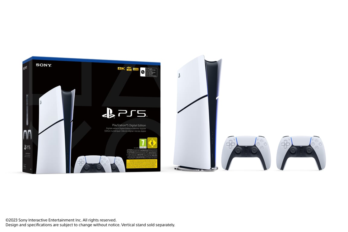 Pack PS5 Slim & 2e Manette Dualsense Blanche - Console de jeux PlayStation 5 Slim 825 Go (Digitale) - Bon état Bon état - Sony reconditionné disponible sur Pixmania