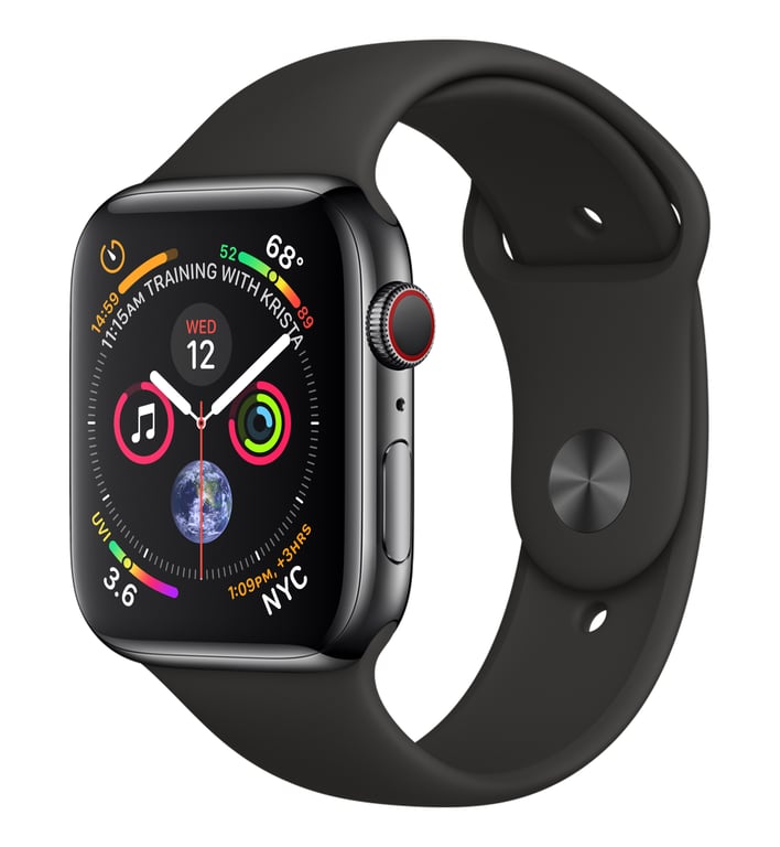 Apple Watch Series 4 OLED 44 mm Numérique 368 x 448 pixels Écran tactile 4G Noir Wifi GPS (satellite) - Très bon état Très bon état - Apple reconditionné disponible sur Pixmania