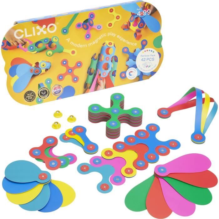 Rainbow Pack CLIXO - Jeu de Construction Magnétique, Flexible, Durable et Imaginatif -  42 pcs - Des 4 ans - Excellent état Comme neuf - N/A reconditionné disponible sur Pixmania