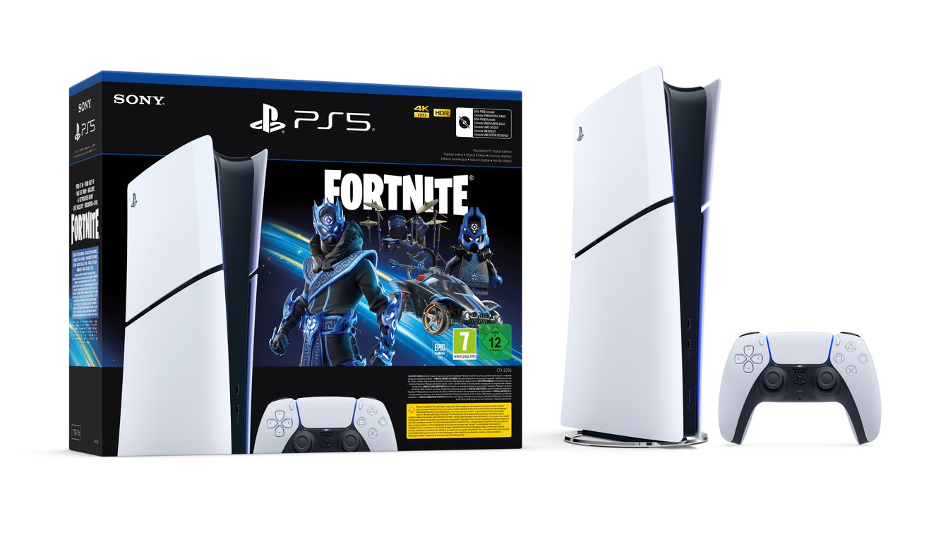 Pack PS5 Slim & Fortnite Cobalt Star - Console de Jeux Playstation 5 Slim (Digitale) 1 To, Blanc - Excellent état Comme neuf - Sony reconditionné disponible sur Pixmania