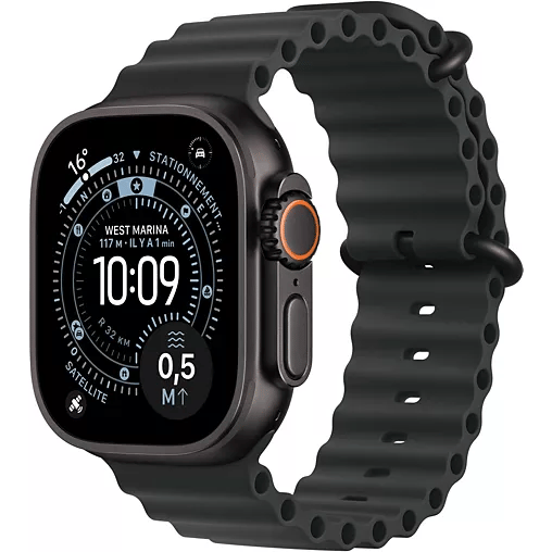 Watch Ultra 3 (2025) GPS + Cellular boitier de 49mm en Titane Noir avec Bracelet Océan, Noir - Très bon état