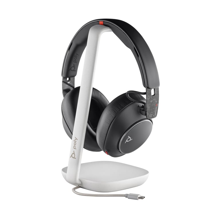 Poly Micro-casque Voyager Surround 85 UC USB-C + adaptateur USB-C/A + base de chargement - Excellent état Comme neuf - Polycom reconditionné disponible sur Pixmania