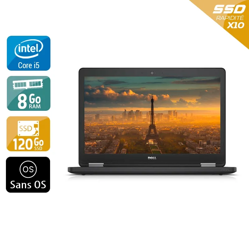 Latitude E5550 15,6" 2015 - Intel Core i5 2,3Ghz - 2 - 8Go DDR3 - 120Go SSD - Intel HD Graphics 5500 - 
Gris / Noir - Sans OS - AZERTY — Bon état