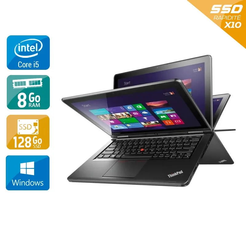 Thinkpad S1 Yoga 12,5" 2014 - Intel Core i7 2Ghz - 2 - 8Go DDR3 - 128Go SSD - Intel HD Graphics 4400 - 
Gris / Noir - Windows 10 - AZERTY