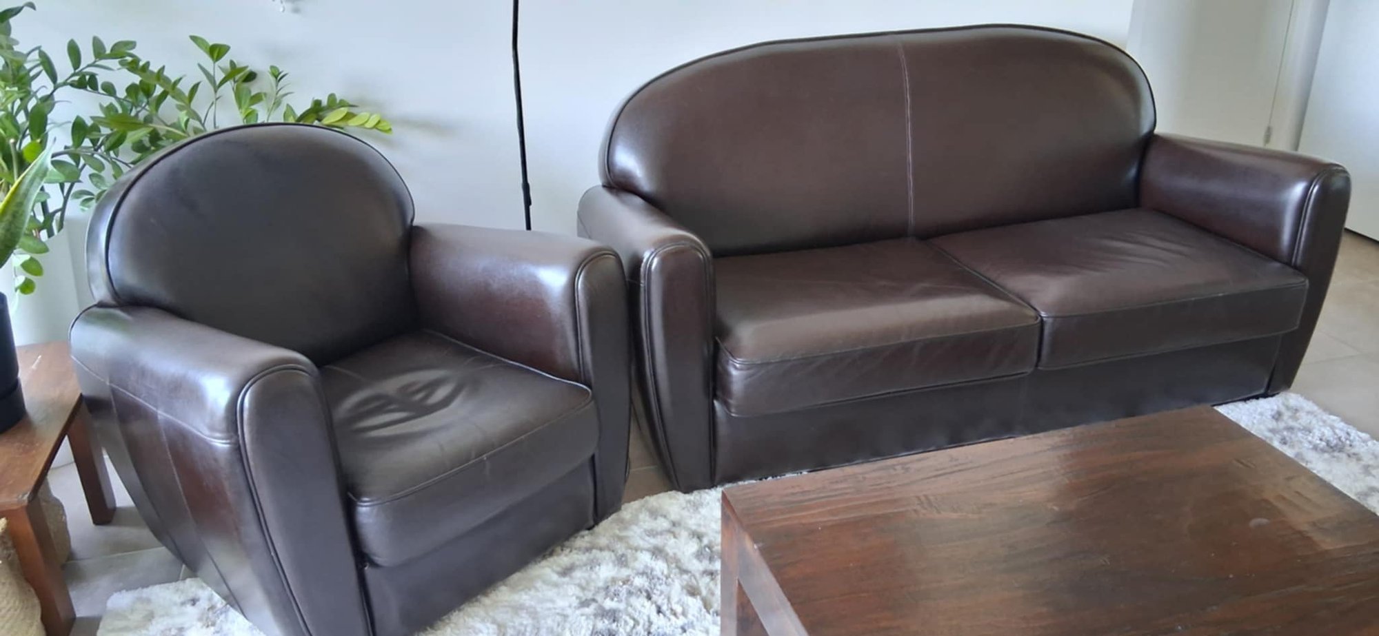 Canapé convertible ALINEA en cuir + Fauteuil club assorti Bon état -  reconditionné disponible sur Rakuten