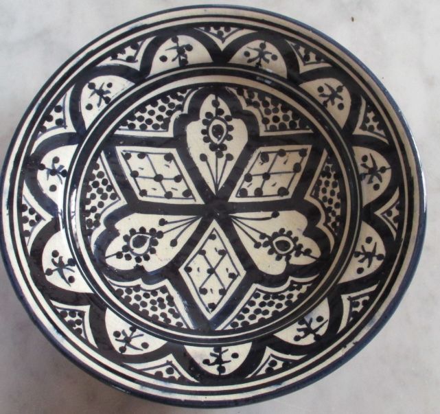 Assiette Creuse Marocaine Artisanale Etaki Safi-Diamètre 18cm-Bleu Foncé Et Blanc - Bon état sur Rakuten