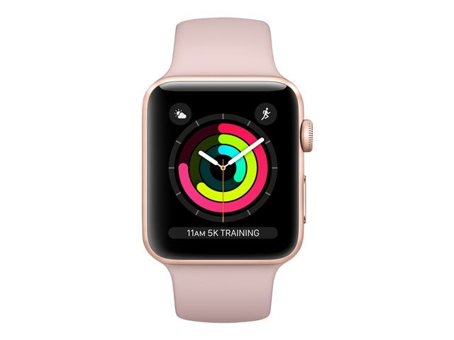 Apple Watch Series 3 (GPS) - Boîtier 38 mm Aluminium Or avec Bracelet Sport Sable Rose Taille 130-200 mm