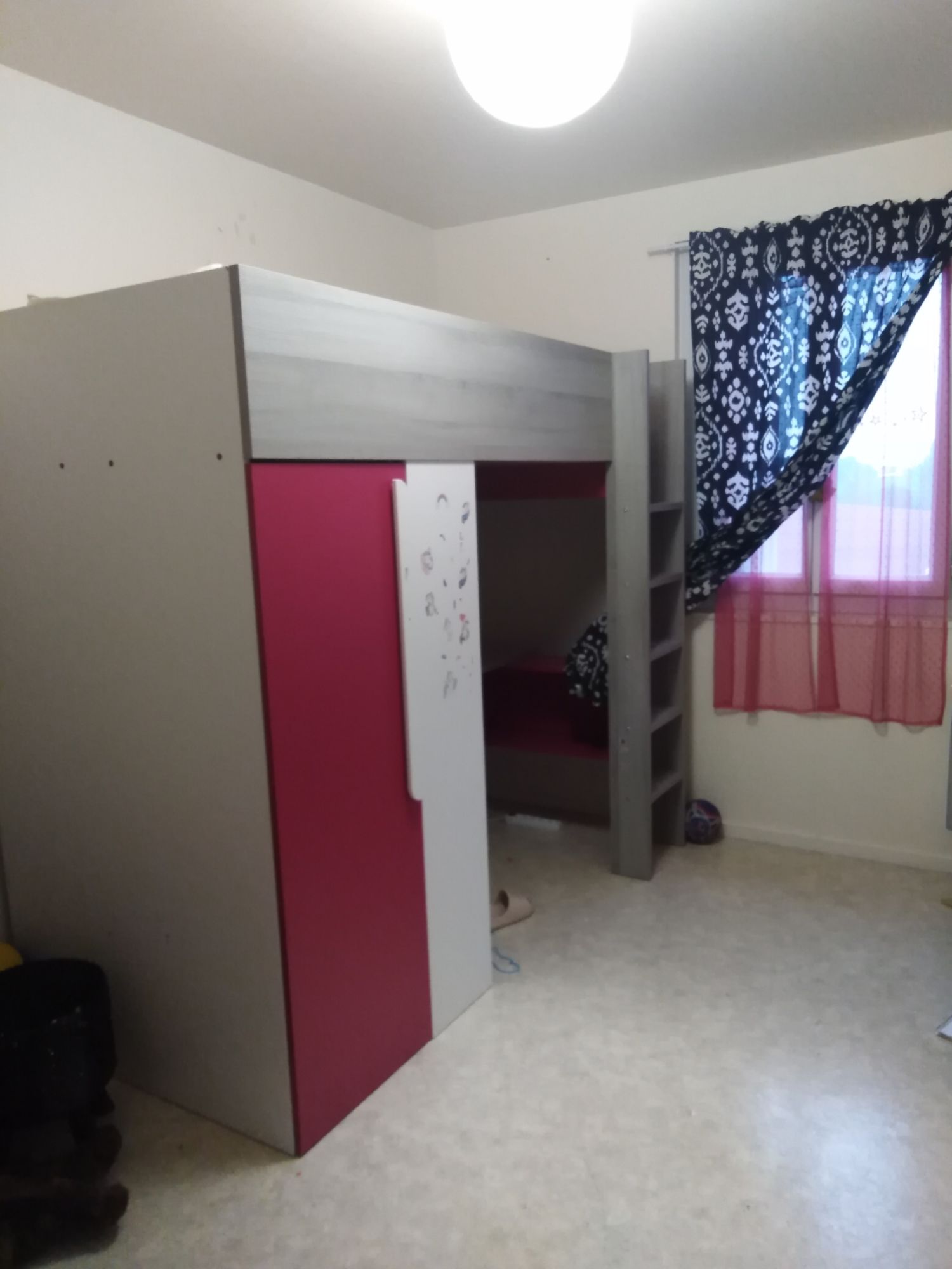 Lit Mezzanine Fille Avec Bureau Et Armoire - Bon état sur Rakuten