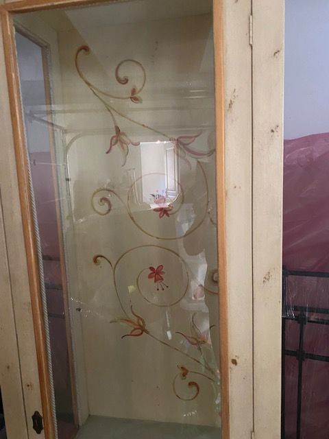 Bibliotheque Jaune Provencale Decoree Et Vitree Et Son Secretaire - Bon état sur Rakuten