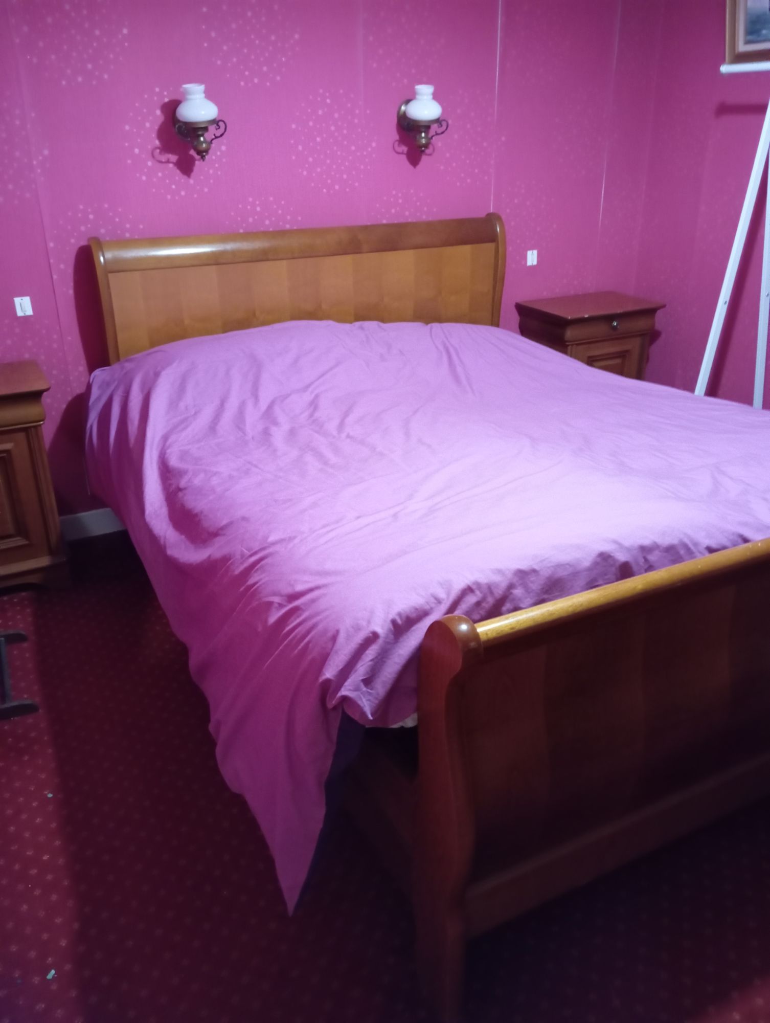 Lit Bateau Merisier Style Louis Philippe 140 X 190 Cm - Bon état sur Rakuten