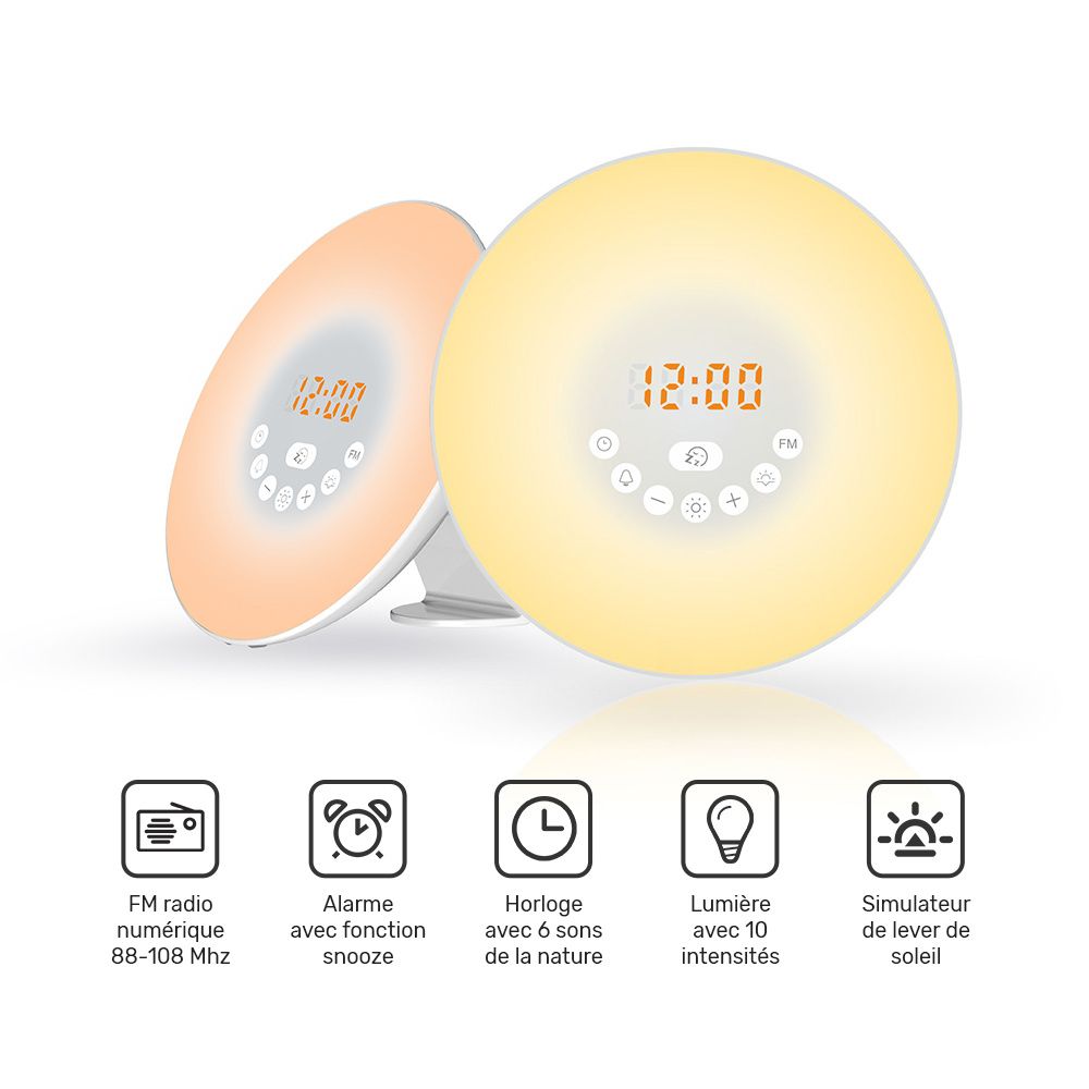 Acheter Réveil lumineux WE 2W radio FM, lampe de chevet, simul de lever/coucher de soleil compatible google home/Alexa Bon état - 50,00 € Réveil lumineux WE 2W radio FM, lampe de chevet, simul de lever/coucher de soleil compatible google home/Alexa Bon état - reconditionné disponible sur Rakuten