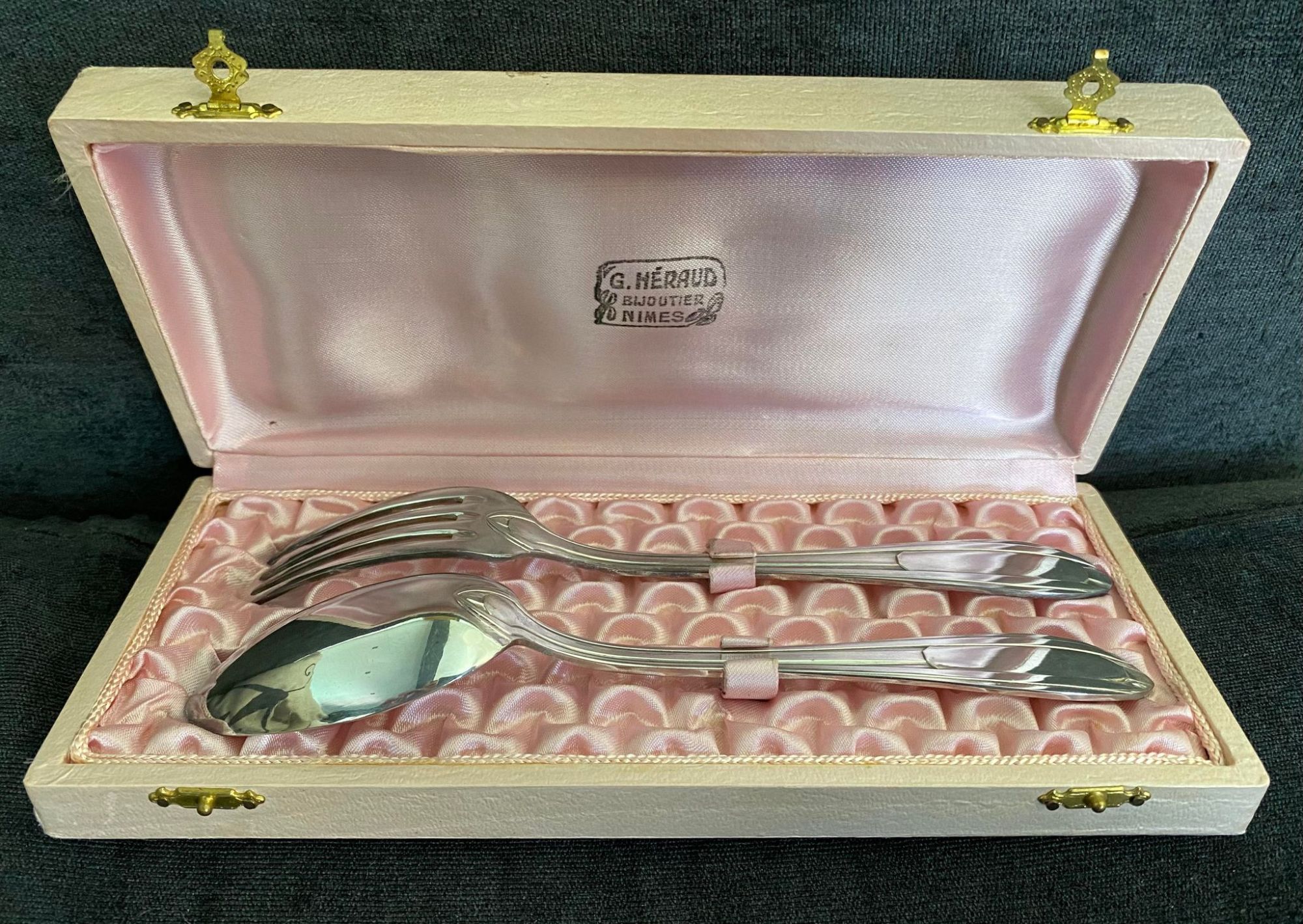 Coffret Écrin Rose Argenterie Couverts Parure Vintage