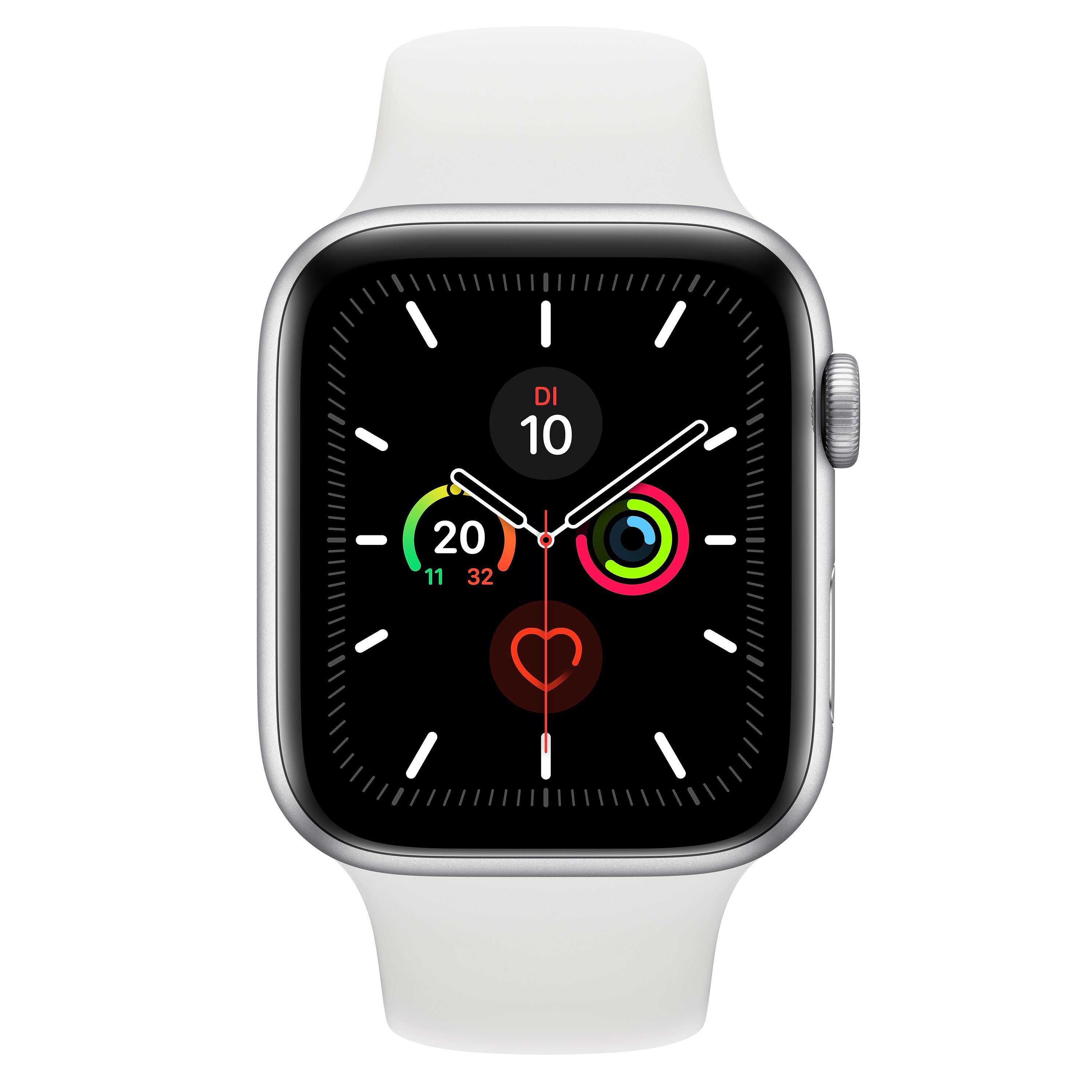 Apple Watch Series 5 (2019) 44 mm aluminium GPS argent bracelet sport blanc