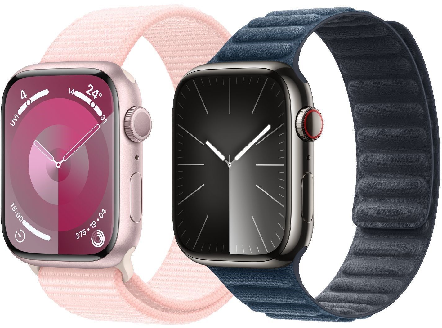 Apple Watch Series 9 Aluminium 45 mm (2023) GPS argent bracelet sport blanc M/L
