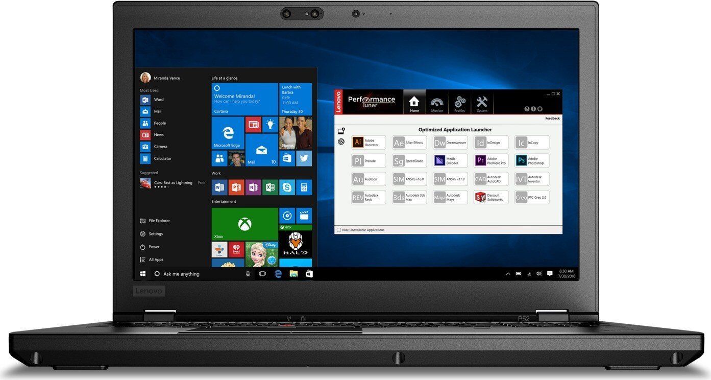Lenovo ThinkPad P52 i7-8850H 15.6" 8 GB 250 GB SSD FHD Webcam P1000 Win 11 Pro FR