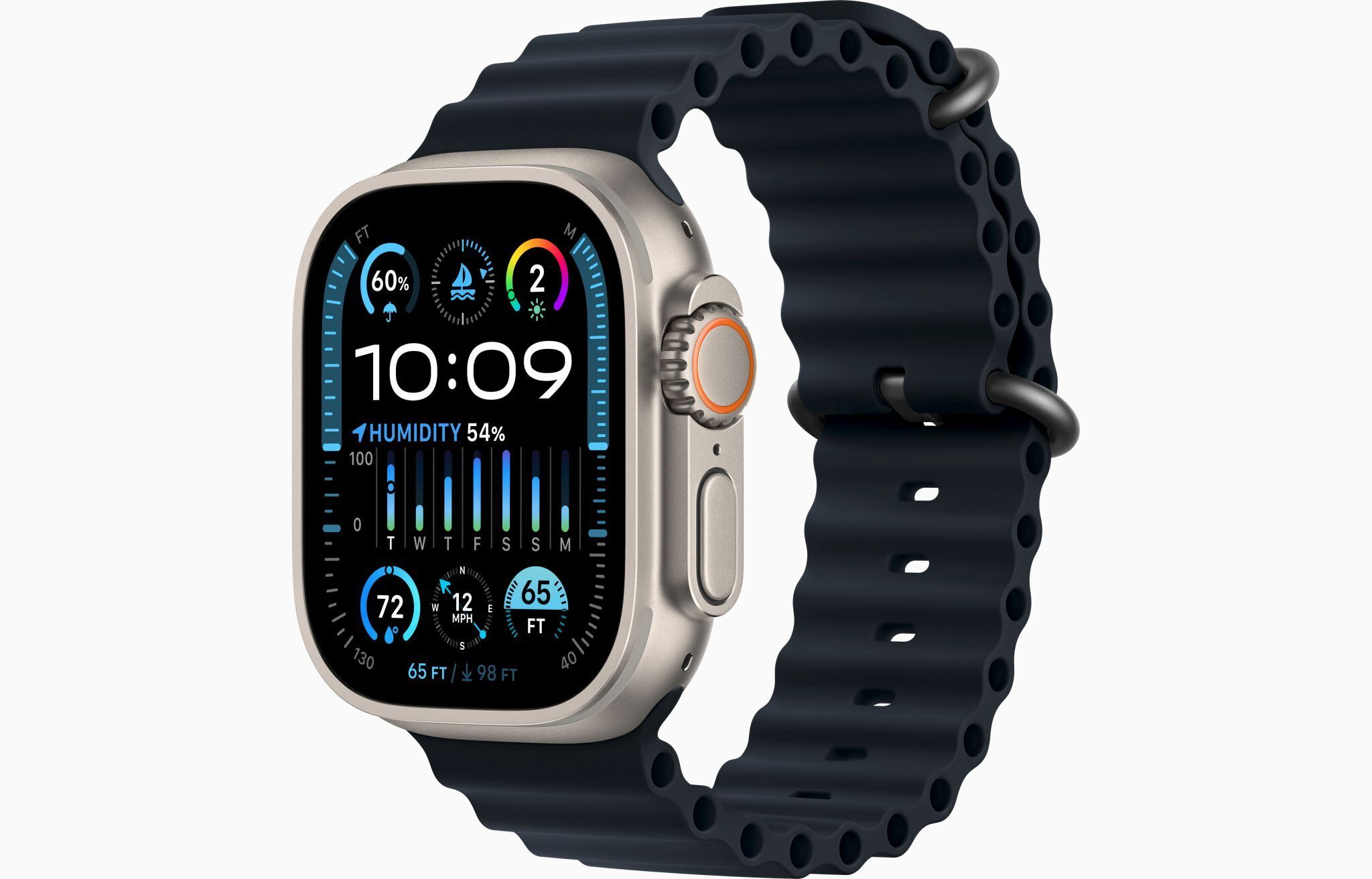 Apple Watch Ultra 2 (2023) GPS + Cellular argent Bracelet Océan Minuit