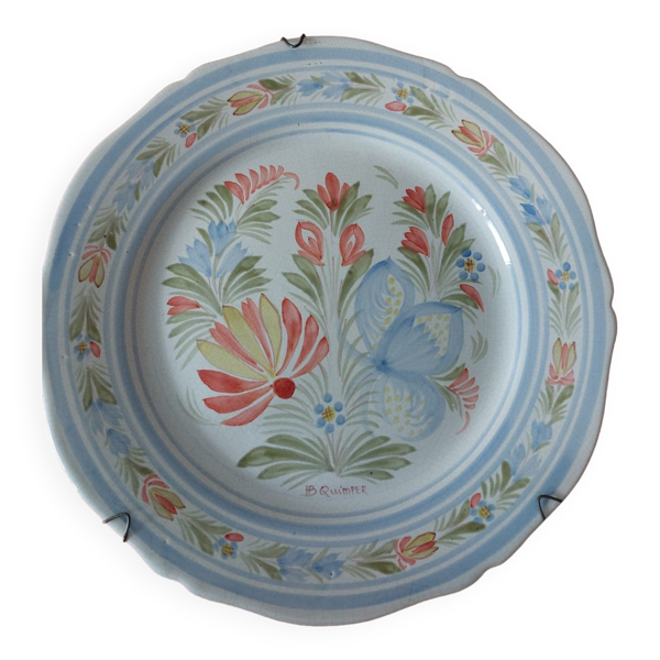 Assiette HB Quimper décor fleur réédition musée Bon état -  reconditionné disponible sur Selency