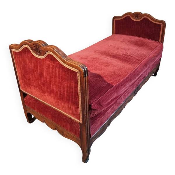 Lit de repos ancien français style Louis XV – lit simple – pied réglable – cadre en hêtre – vers 1880–1920 Bon état -  reconditionné disponible sur Selency