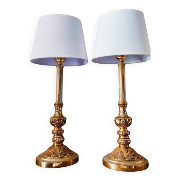 Paire de lampes classiques en bronze Bon état -  reconditionné disponible sur Selency