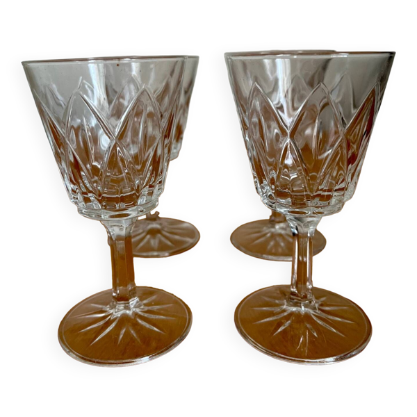 Lot de 4 verres Arlequin en verre de cristal de Reims 1950 - Bon état sur Selency