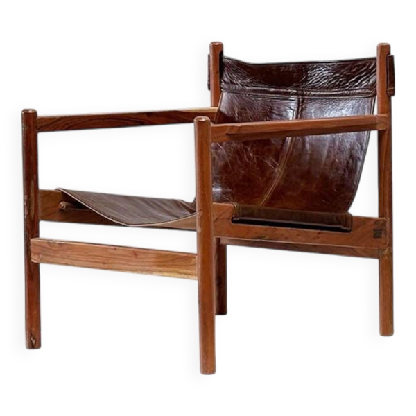 Fauteuil Roxinho en cuir des années 1970 par Michel Arnoult Bon état -  reconditionné disponible sur Selency