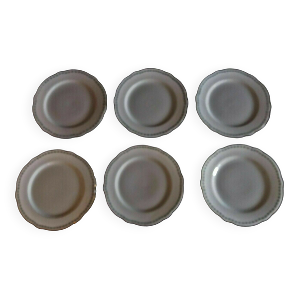 Série de six assiettes en porcelaine de Paris vieux Paris décor vert XIXème - Bon état sur Selency