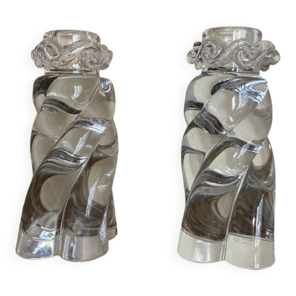 Paire de bougeoirs ''Aladin'' en cristal Baccarat - Bon état sur Selency