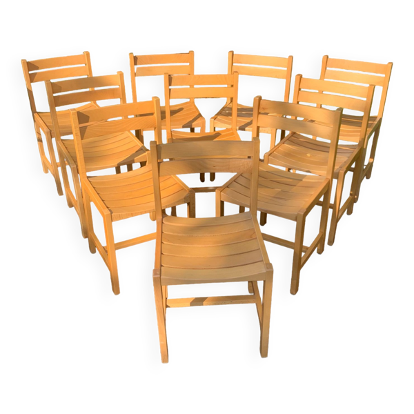 Chaises en hêtre massif par André Sornay - Bon état sur Selency