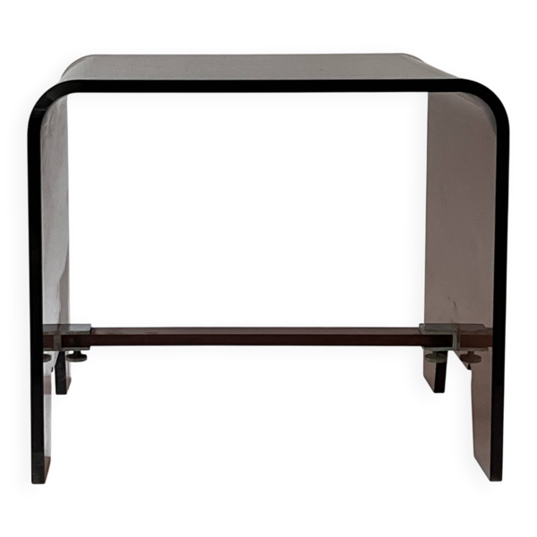 Table d'appoint, chevet en plexiglas fumé, Roche Bobois 1970 - Bon état sur Selency