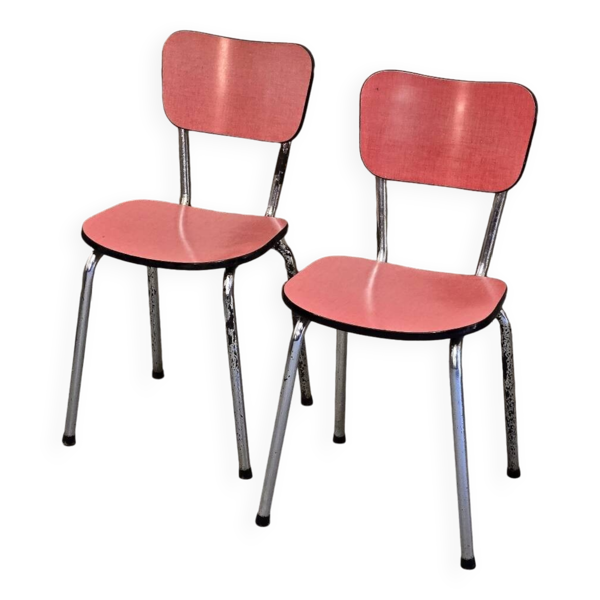 Paire de chaises en formica rose - Bon état sur Selency