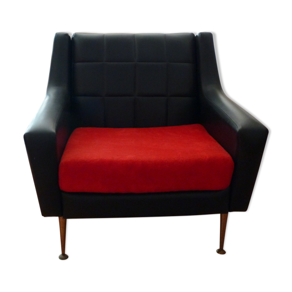 Fauteuil en skaï et velours - Bon état sur Selency