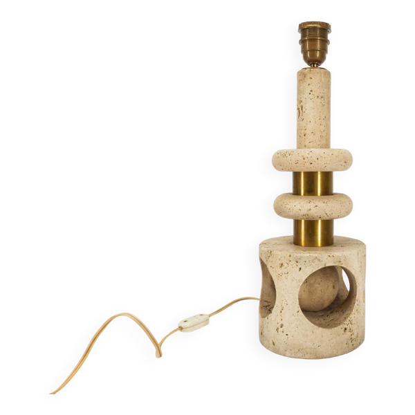 Pied de lampe sculpture cinétique en travertin 1970 - Bon état sur Selency
