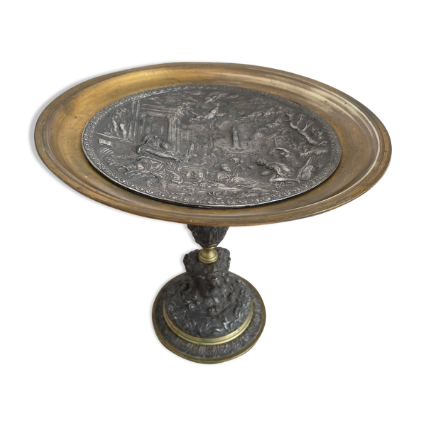 Coupe sur pied, bronze, Epoque Napoléon III, scène dans le goût de l'antique,XIXème, France - Bon état sur Selency