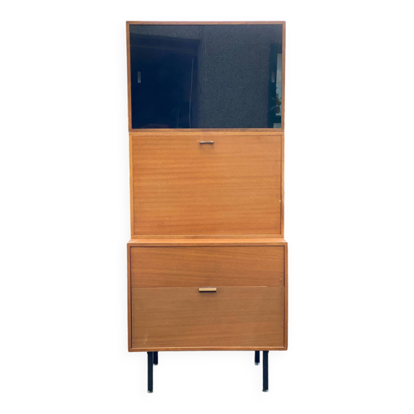 Secrétaire armoire vintage années 1950 verre fumé - Bon état sur Selency