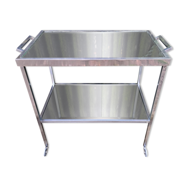 Desserte en métal chromé et miroirs - Bon état sur Selency