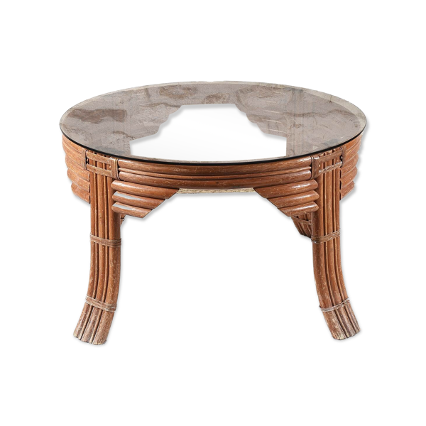 Table basse vintage en rotin - Bon état sur Selency