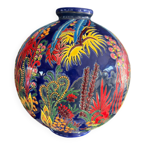Vase Boule Modèle Jungle LONGWY Maurice paul Chevalier